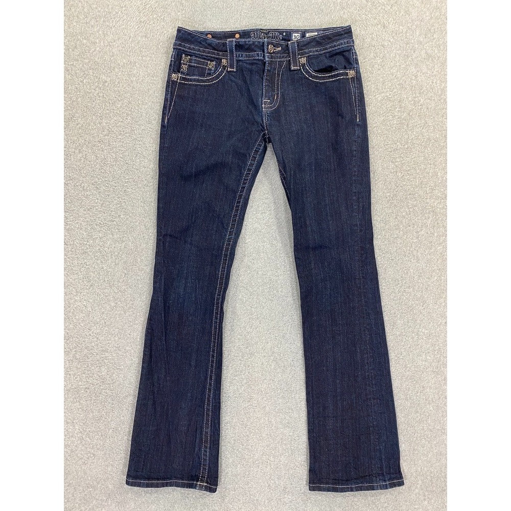 Miss Me Signature Boot Cut Jeans Womens 30 Dark Wash Embroidered Pocket Stretch